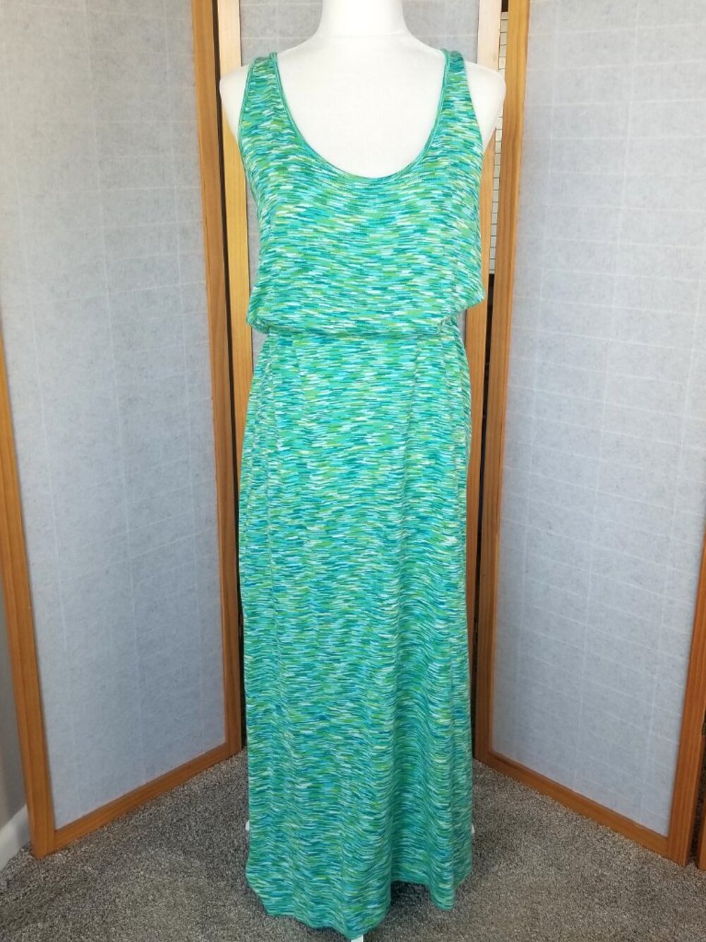 Gap Maxi Dress Stretch Knit Green Beach Casual Summer Dress XL